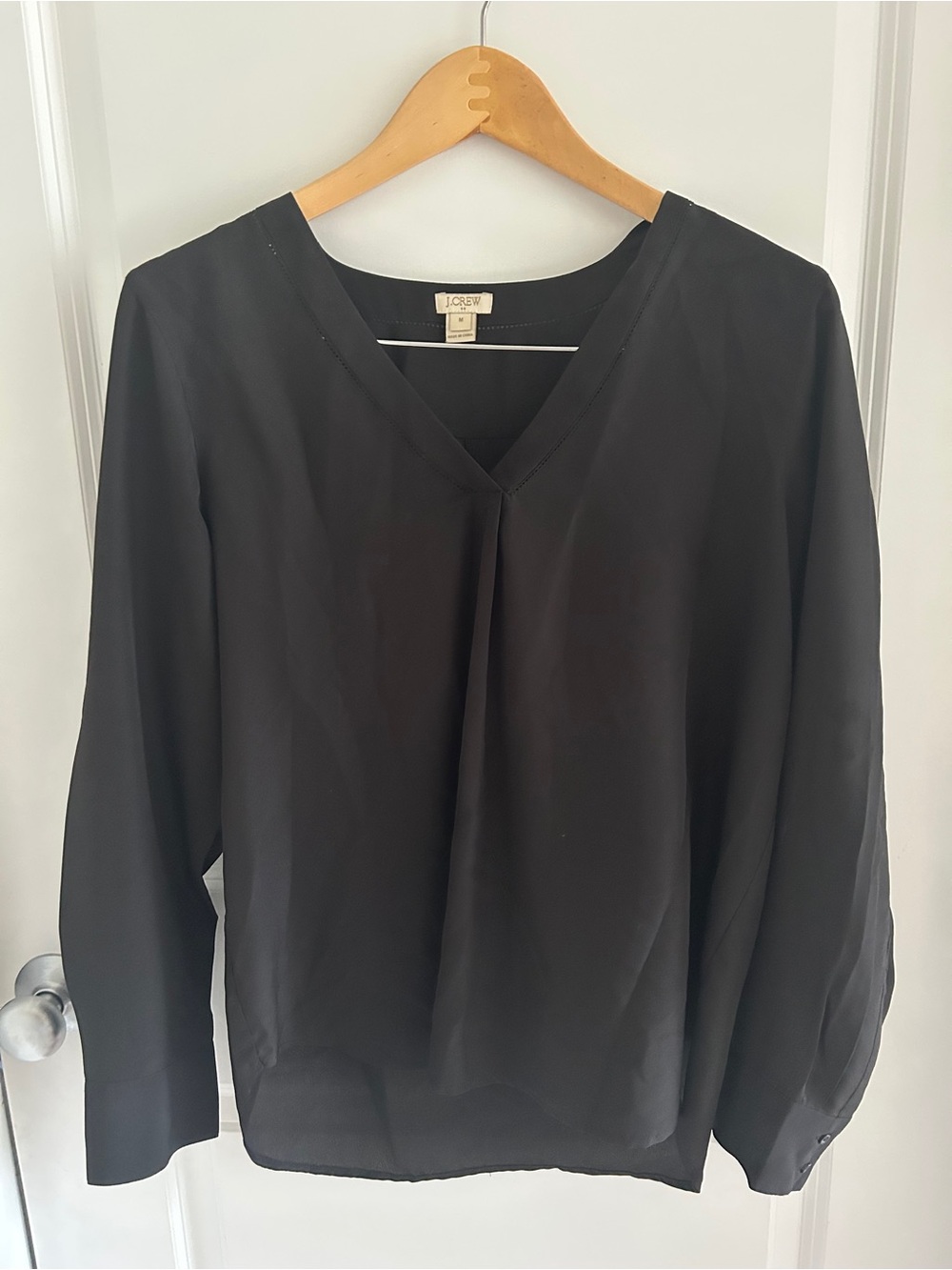 JCrew Black V-Neck Long-Sleeve Blouse